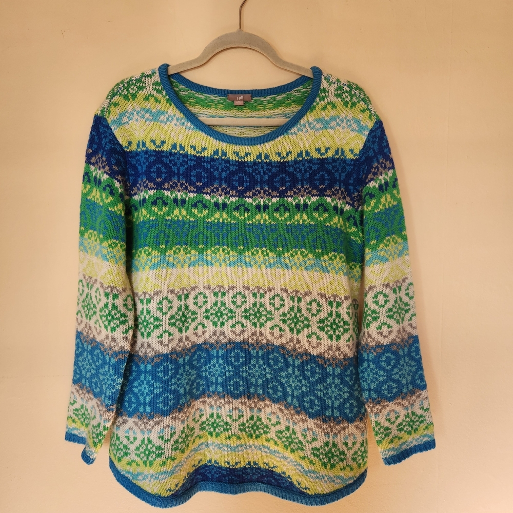 J. Jill Blue and Green Knit Sweater